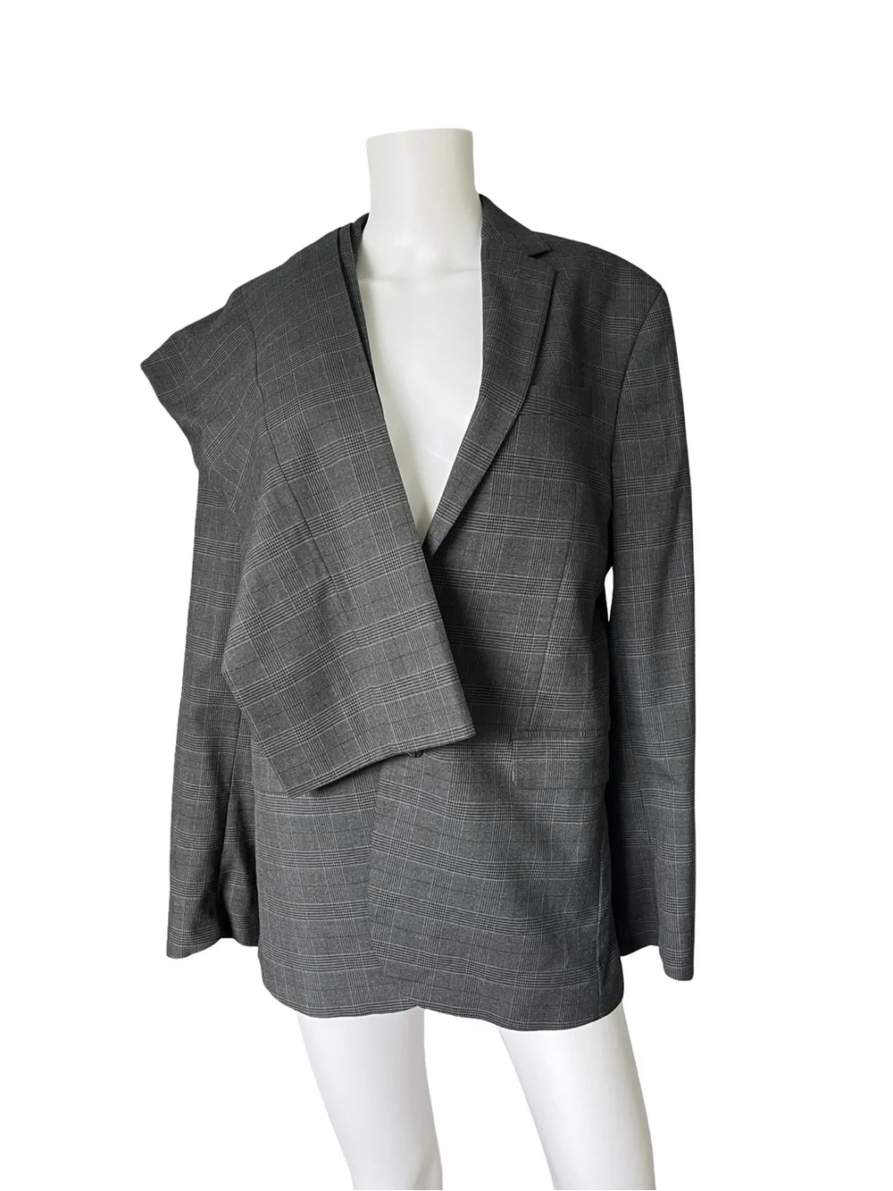 Banana Republic Factory Two Piece Suit Gray Houndstooth Plaid Neutral Mens
